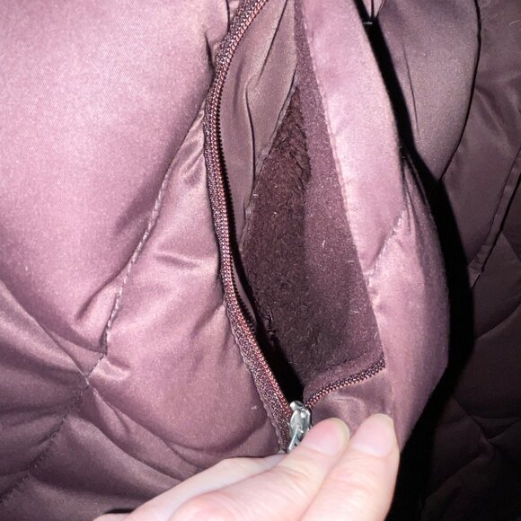 goose down parka coat knee length womens Lg plum wine lightweight 650 fill power - Picture 11 of 15